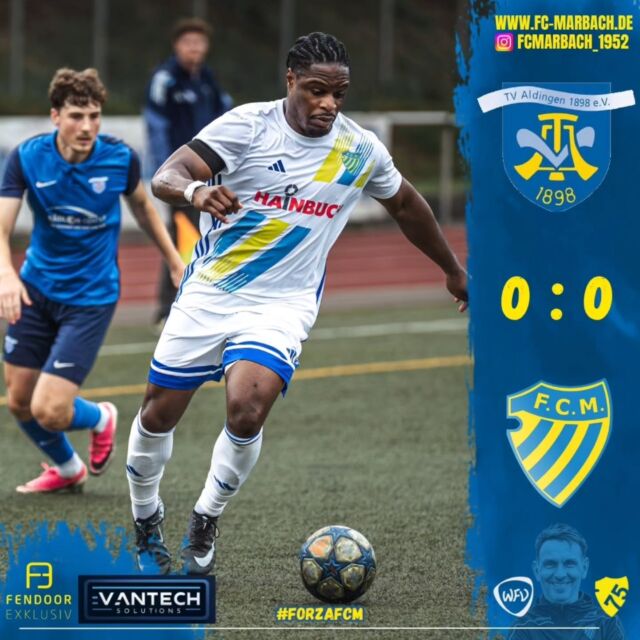Herren I: Remis in Aldingen! 🔵🟡

Am zweiten Spieltag waren unsere Jungs zu Gast in Aldingen.

Unsere Mannschaft kam zunächst gut in die Partie und erspielte sich einige gute Möglichkeiten. Im letzten Drittel fehlte jedoch die nötige Abgezocktheit und Konzentration beim entscheidenden Pass.

Gegen Ende der ersten Halbzeit übernahmen die Gastgeber zunehmend die Kontrolle und hatten mehr vom Spiel. Wirklich große Chancen konnten sie sich allerdings nicht erspielen – auch dank einer starken und aufmerksam agierenden Marbacher Defensive.

Auch in der zweiten Halbzeit entwickelte sich ein ausgeglichenes Spiel mit guten Möglichkeiten auf beiden Seiten. Beide Mannschaften hatten ihre Chancen, konnten diese jedoch nicht nutzen. 

In der Schlussphase erhöhten die Aldinger noch einmal den Druck, scheiterten aber immer wieder an unserer kompakt stehenden Hintermannschaft.

Am Ende steht ein verdientes Unentschieden, mit dem beide Teams sicherlich gut leben können. 🤝

Ein großes Dankeschön geht an unsere Fans, die uns auch in Aldingen wieder zahlreich und lautstark unterstützt haben. Ihr seid klasse! 💙💛

Weiter geht's bereits am Mittwoch! Dann gastieren unsere Jungs im Pokal bei Dersim Ludwigsburg. 🏆

#forzaFCM 🔵🟡